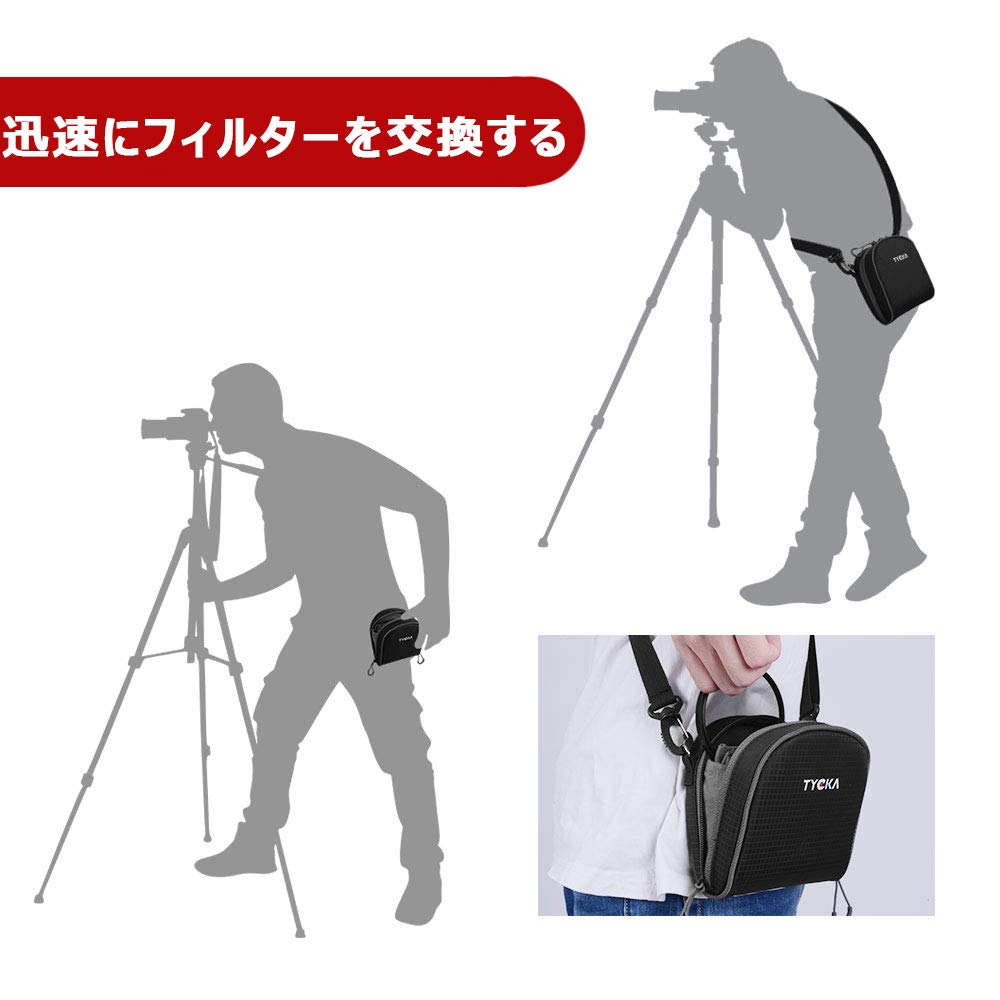 Tycka Filter Case, Waterproof and Dustproof, with Removable Inner Divider and Strap, Fits Round and Square Filters Up To 86mm, TK025