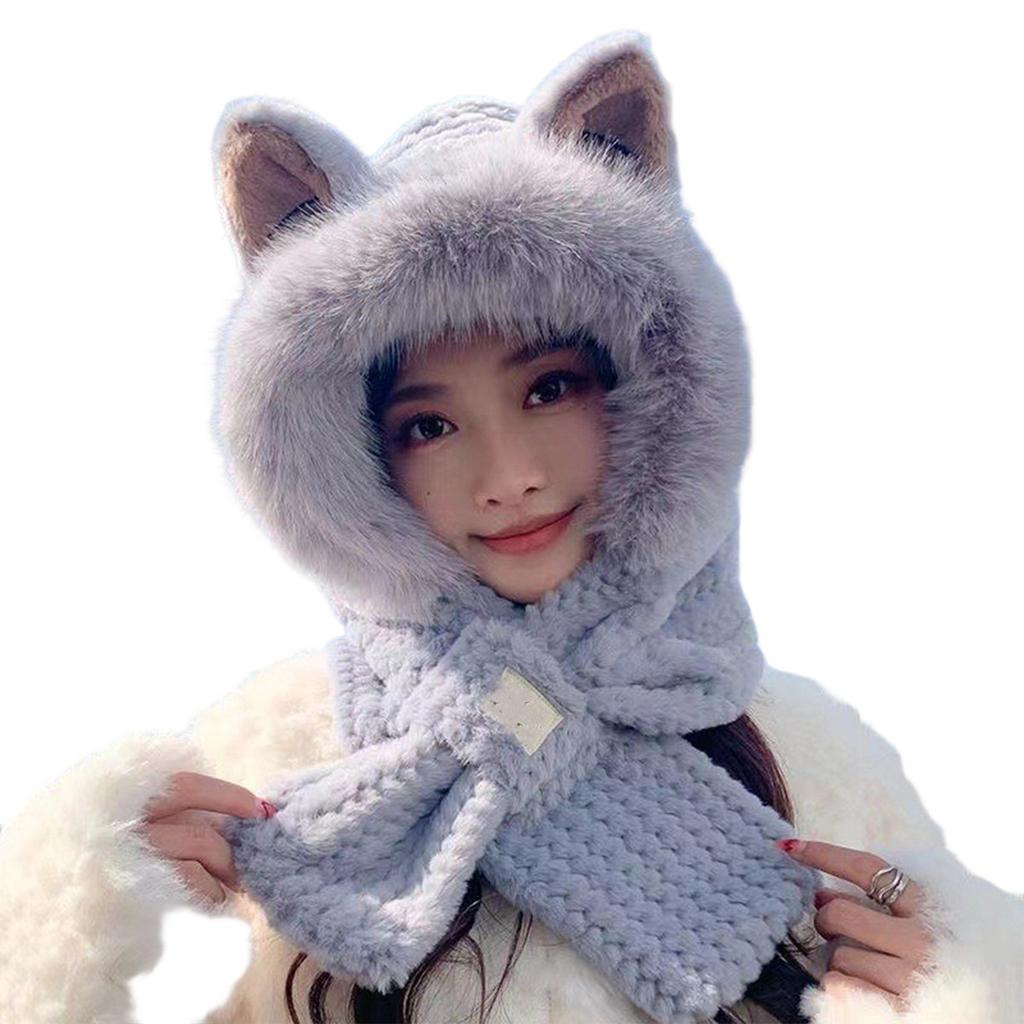 Korean Style Autumn Winter Solid Color Cat Ear Plush Hat Girls Fashion Warm Outdoor Travel Anti-freeze for Women Fashion Gifts