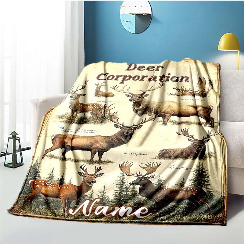 Types Of Deer Customize Your Name Outdoor Blanket Used For Chair Office Sofa Bed Camping Soft And Warm Giving Friends And Relatives Birthday