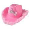 Pink West Cowgirl Hat for Women Girls Tiara Feather Felt Western Sequin Cowboy Cap Costume Party Dress Jazz Caps Cosplay Props