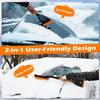 Car Snow Brush And Ice Scraper/26.8" Window Scraper Deicer For Car Windshield, 2 In 1 Ice Scrapers And Brushes With Non-Slip Gloves, Winter Car