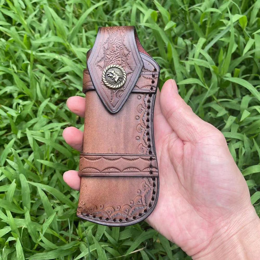 Large Size Top Grain Cowhide Scabbard  Folding Knife Sleeve Holder Scabbard Universal Knife Cover  Camping Knife Holsters