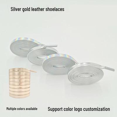Gold & Silver Leather Reflective Shoelaces for Air Force & Dad Shoes - One Pair