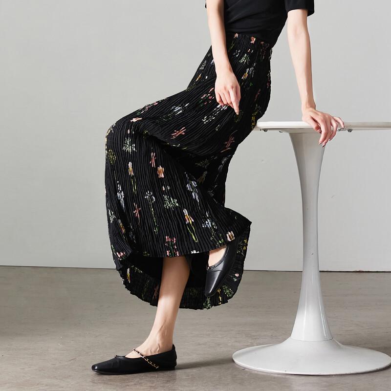 SOFSIL Women's Retro Floral Pleated A-line Skirt