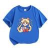 Kids Boys Girls 100% Cotton Crew Neck Short Sleeve T-Shirt, Cute Sparkly Anime Girl Print Casual Comfortable Soft Tee for Daily Wear Holiday Gift for