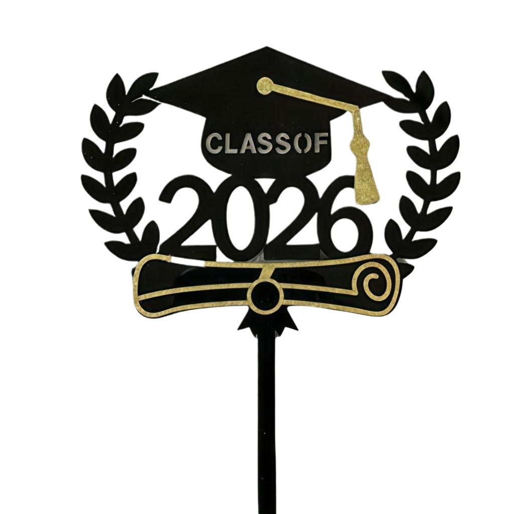 Graduation Party Cake Decoration Card Insertion, College High School Graduation Class Of 2026 Cake Plugin