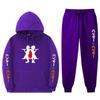 Mens Winter Warm Hooded Sweatshirt Pants Set Anime Inspired Casual Tracksuit Cotton Blend Thick Fleece Lined