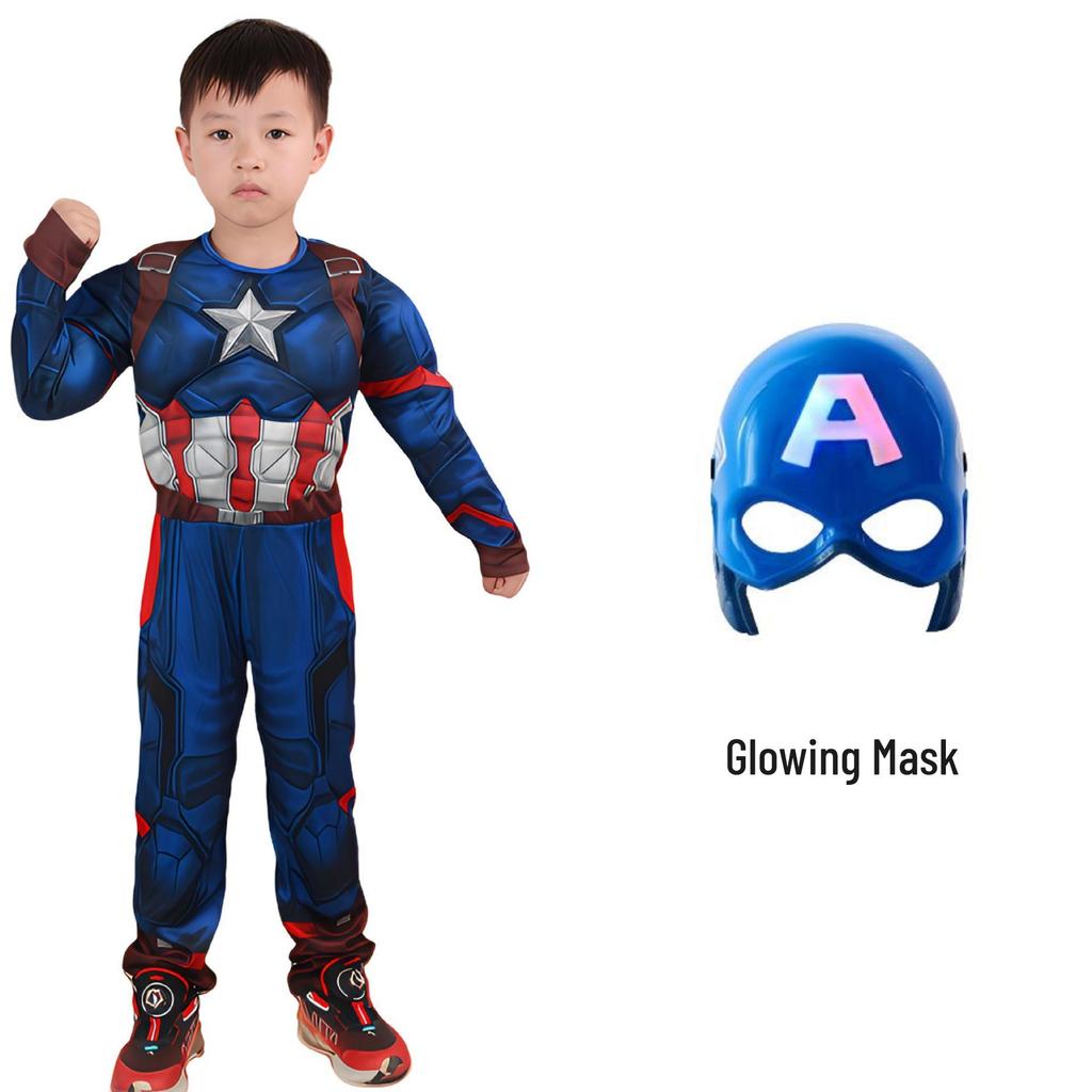 Captain America Muscle Costume for Kids & Adults - Anime Cosplay Performance Outfit