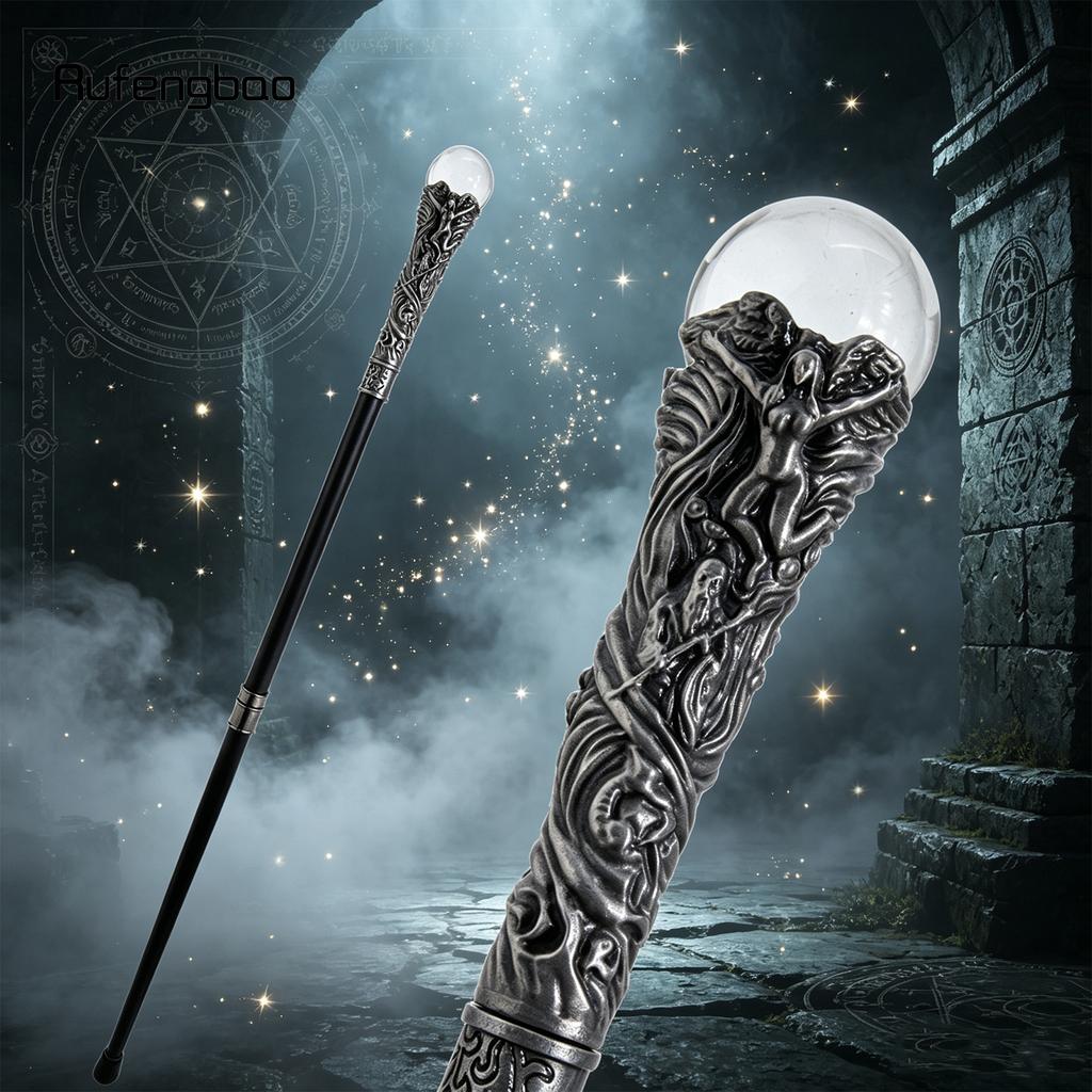 Dragon Claw Hold Glass Transparent Ball Cane Fashion Decorative Walking Stick Gentleman Elegant Cosplay Cane Crosier 94cm