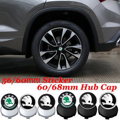 ABCDGH1 56/60/65/68MM Car Wheel Center Cover Badge Sticker Hub Cap Accessories For Kodiaq Octavia Enyaq Kamiq Scala Rapid MK2 MK3