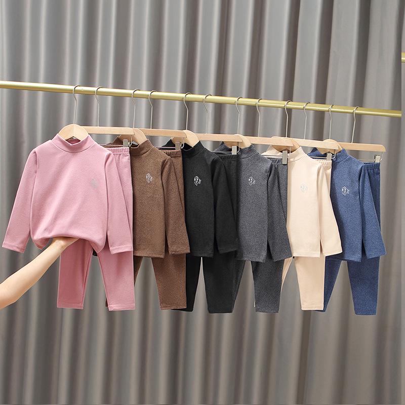 Kinder Doppelseitiges Gebürstetes Thermo-Fleece Unterwäsche-Set: Winterwärme für Jungen und Mädchen