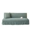 Elastic Solid Color Seersucker Fabric Without Armless Sofa Bed Cover with Skirt Slipcover Fitted Couch Cover Washable Fabric