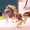 Wealth Horse Car Keyring Rhinestones-Encrusted 3D Zodiac Horse Design Key Chain Metal Charm Bags Keyring