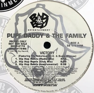 12inch Record PUFF DADDY & THE FAMILY - Victory BBDP9172 Bad Boy Enterta 1998 US Rap & Hip-Hop/R&B Used