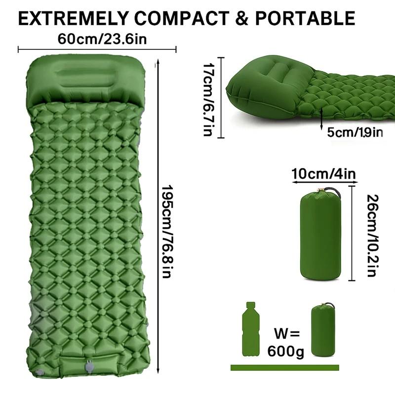 Lightweight Inflatable Portable Air Mat, Compact Fold‑Up Camping Sleeping Mattress for Hiking, Tent Travel and Backpacking Trips