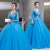 Color Yarn 1011 New Host Long Evening Dress Female Performance Student Vocal Solo Art Test Costume Fluffy Skirt