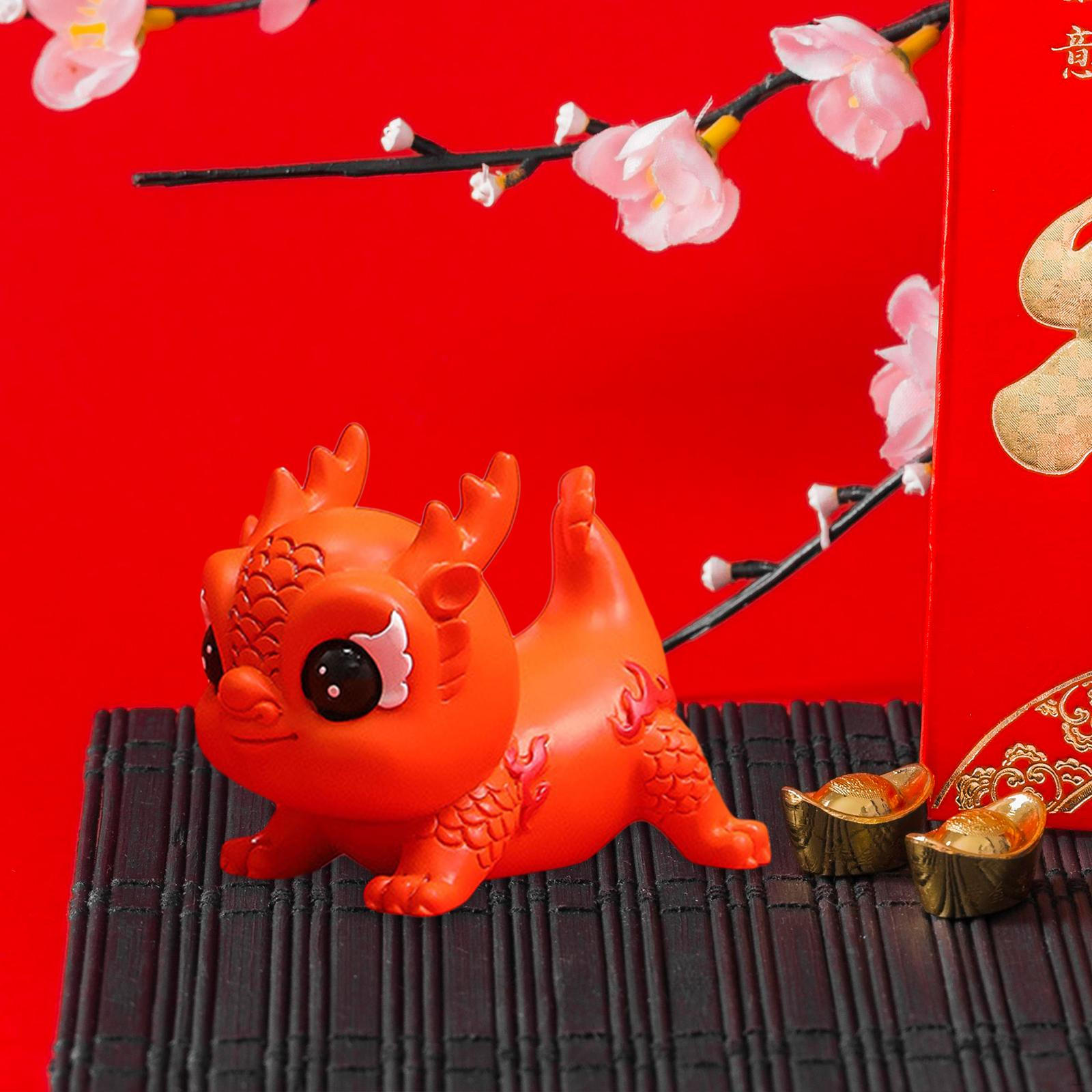 

Фигурка китайского дракона - изысканная статуя из смолы для домашнего декора и офисного кабинета розовый