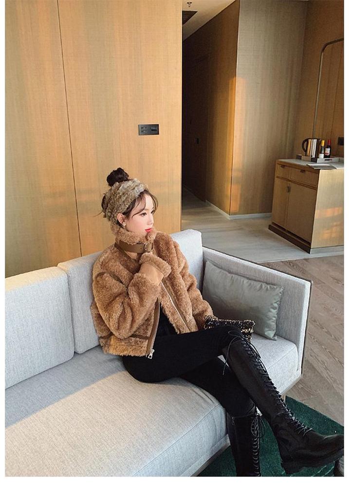 Celebrity-Inspired Rabbit Fur Knitted Scarf and Plush Hat Set for Women - Autumn/Winter Trend