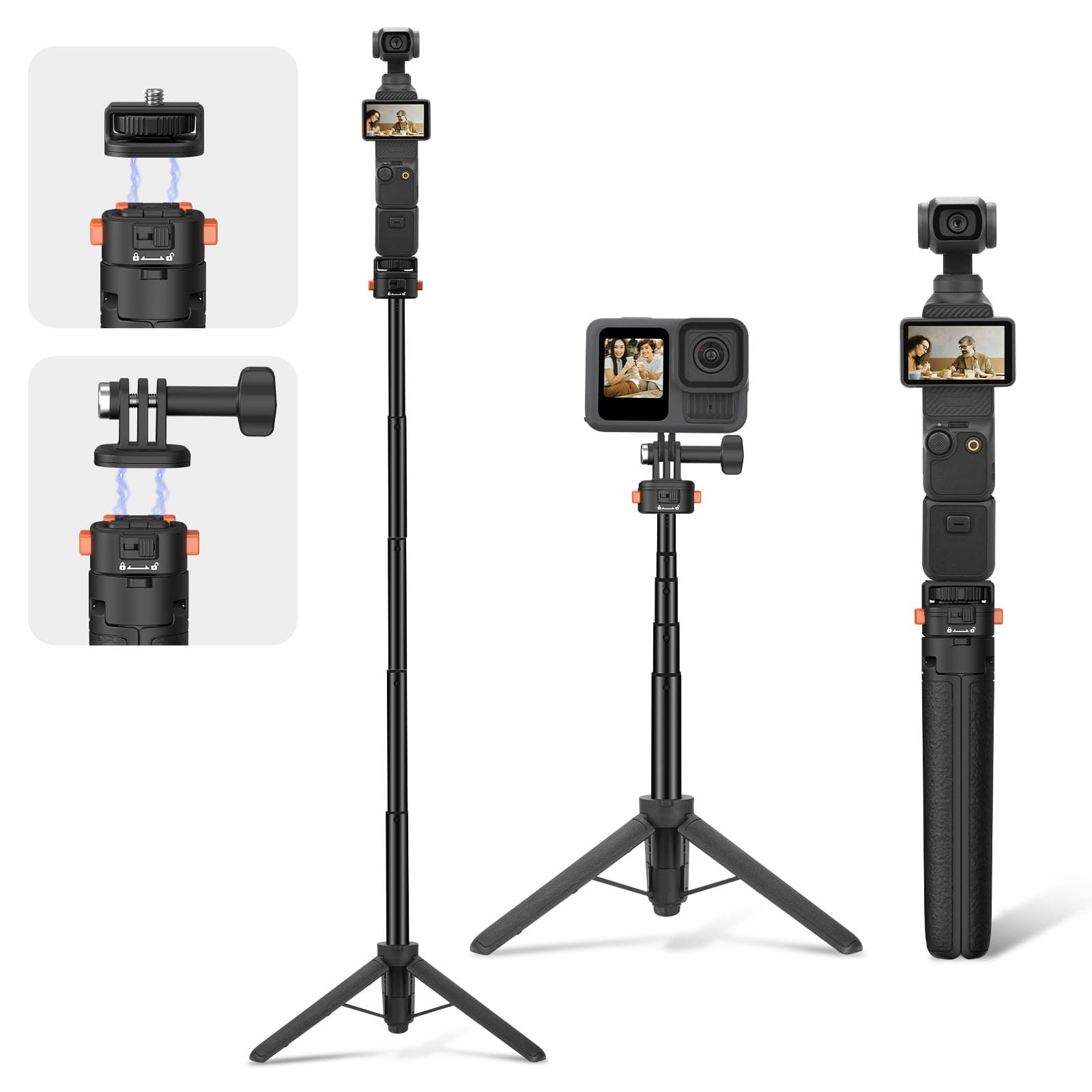 

Extendable Selfie Tripod for Osmo Pocket Compatible with Action Mini Desk Table Stand with Small Handheld Quick Release Screw for Lightweight Portable