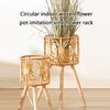 Rattan Woven Flower Pots Plant Basket Grass Planter with Wood Stand Indoor Outdoor Garden Storage Container Home Decors