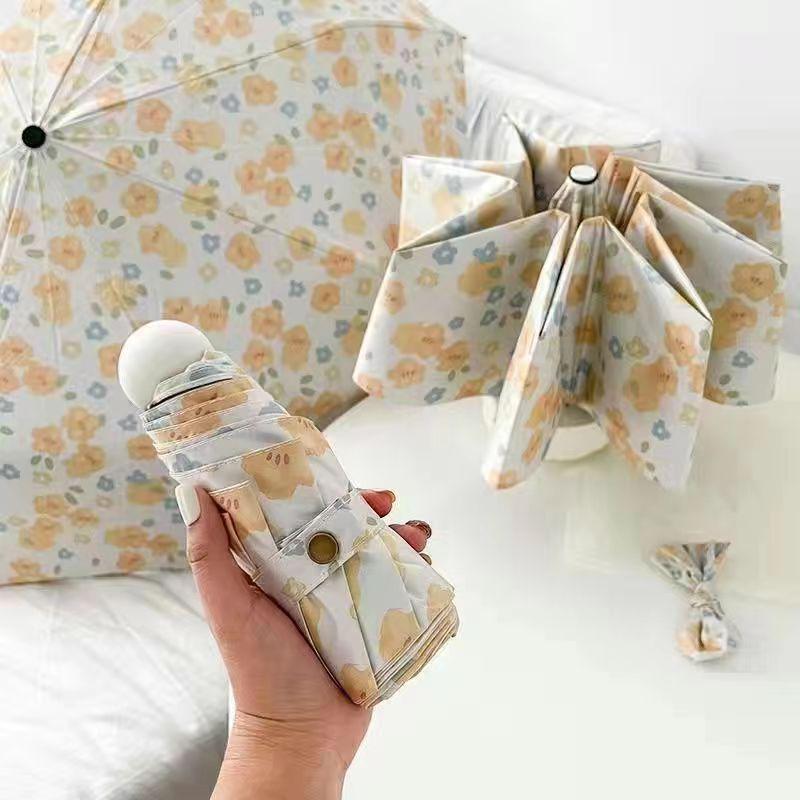 Women's Dual-Use Parasol: Automatic, Sunshade & Rain Umbrella with Black Glue Sunscreen, Foldable, Japanese & Korean Style