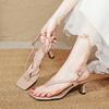 High-heeled toe sandals women's new square-head high-heeled shoes women's stiletto temperament strappy shoes