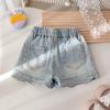 Dívčí džínové šortky Korejské stylové trojrozměrné šortky s motivem lásky pro miminka a univerzální letní ležérní kalhoty s krajkou