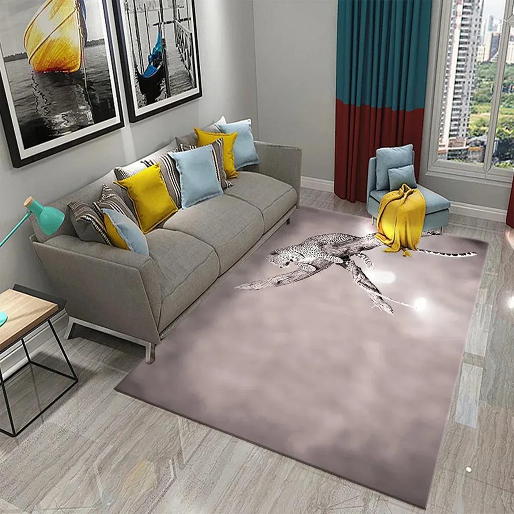 3D Leopard Carpet Wild Animal Pattern Living Room Bedroom Bathroom Kitchen And Kids Play Area Non-Slip