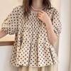 Sweet Korean Polka Dot Shirt Women's Clothing Loose Short Sleeve Summer Fashion Shirring Casual Spliced All-match O-Neck Blouse