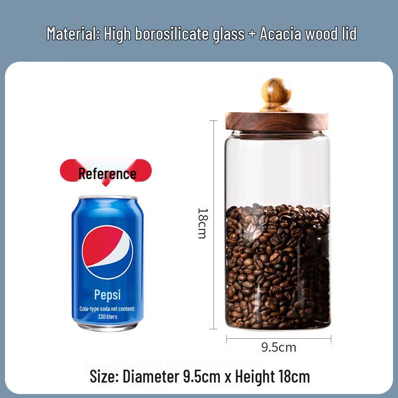 ME Glass Food Storage Jar with Wooden Lid 9.5*18cm