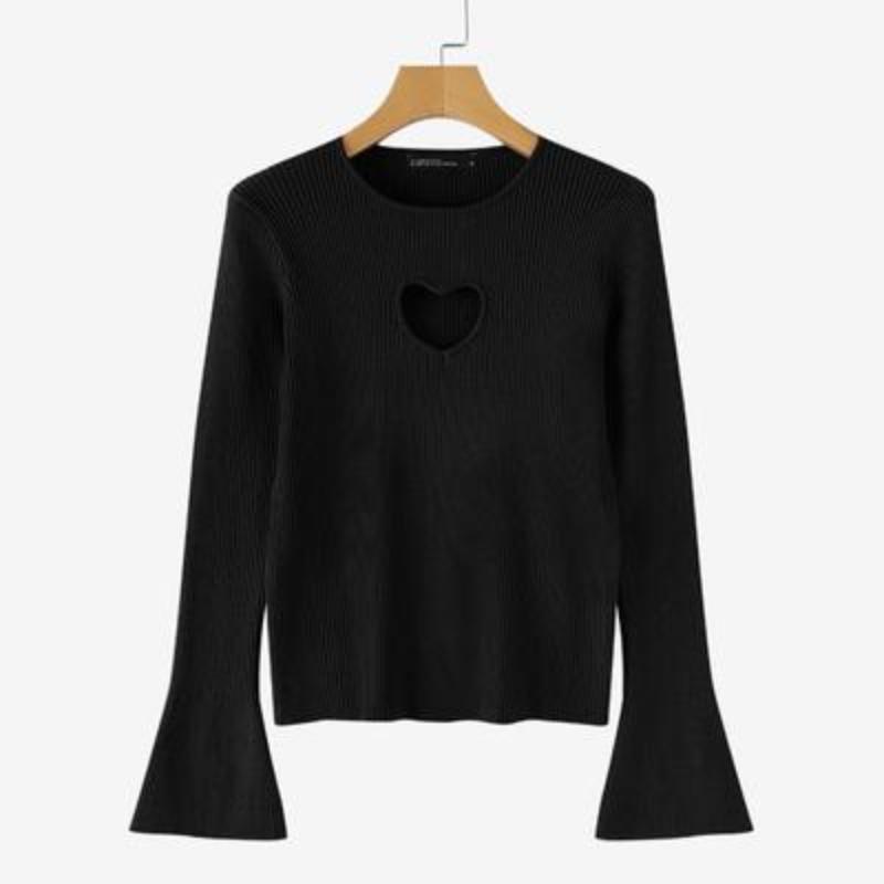 Women Casual Round Neck Long Sleeve Slim Knitted Sweaters