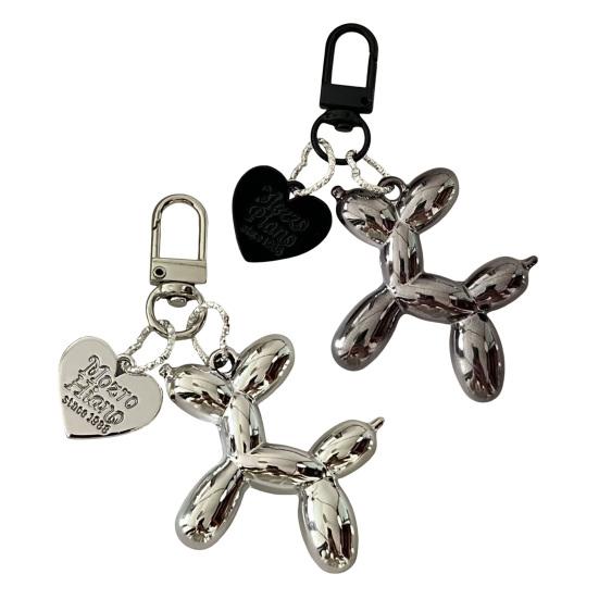 Portachiavi Ciondolo Cane Palloncino Stile Dark Trendy Portachiavi per Coppia Personalizzato Cane Palloncino Lucido Decorazione per Borsa Portachiavi per Ragazza Cool Accessori Regalo