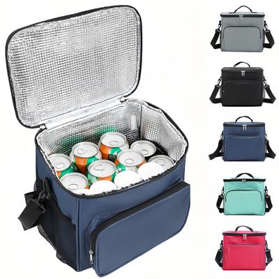Thermal Lunch Tote - Large Capacity Insulated Shoulder Bag, Oxford Cloth Hand-held Single Shoulder Lunch Box Bag-tan