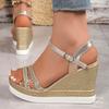 Roman Wedge Heel Polyurethane Sole Women's Shoes, New Fashion Trend In Spring 2025, Versatile Women's Shoes, Gold, Others