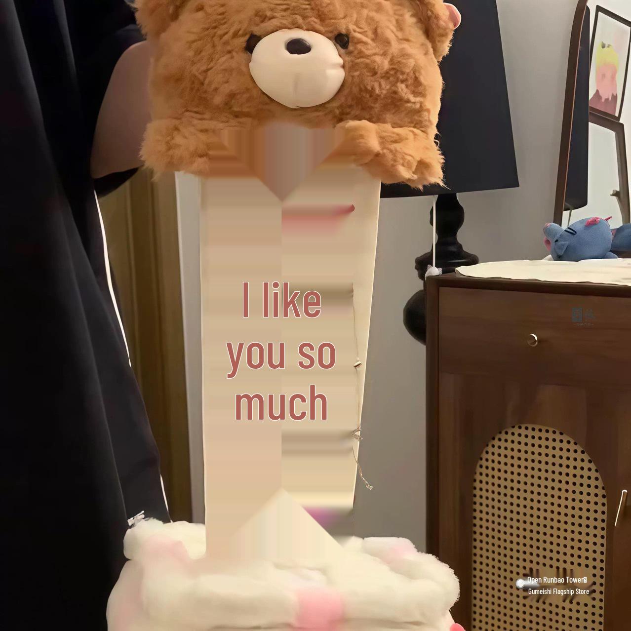 Pull-Out Bear Cake Pop-Up Banner - Qixi Festival Confession Gift for Girls 30cm