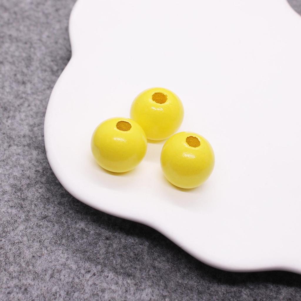Children's Solid Color 16mm Wooden Beads - Colorful Round Beads for DIY Jewelry