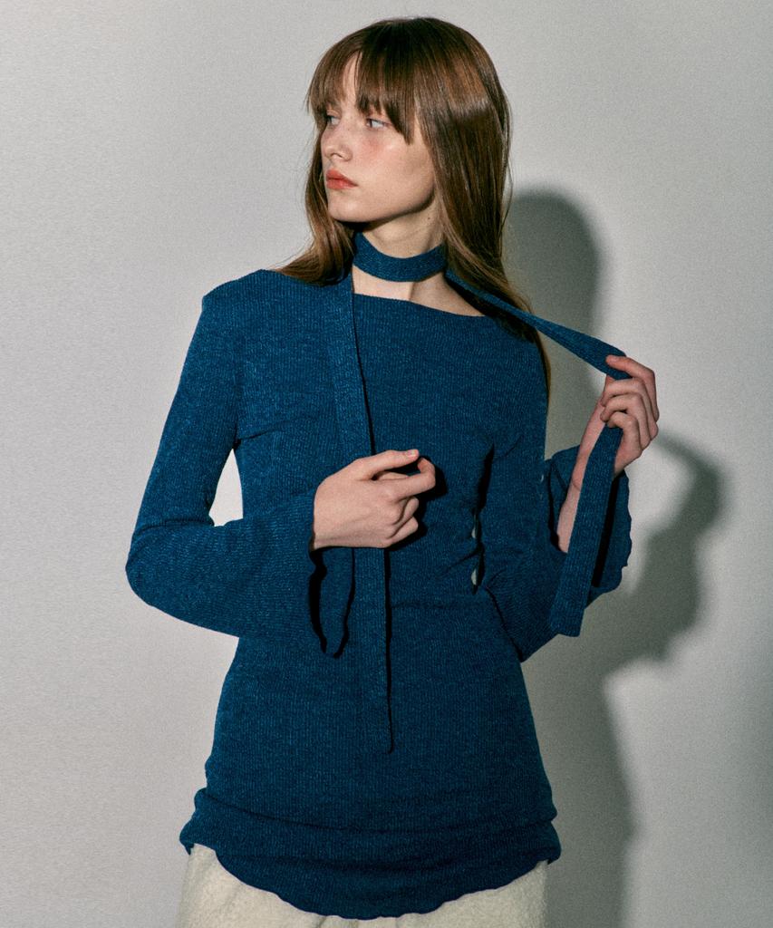 Kkuape Knit Onepiece & Muffler Set_Denim Blue