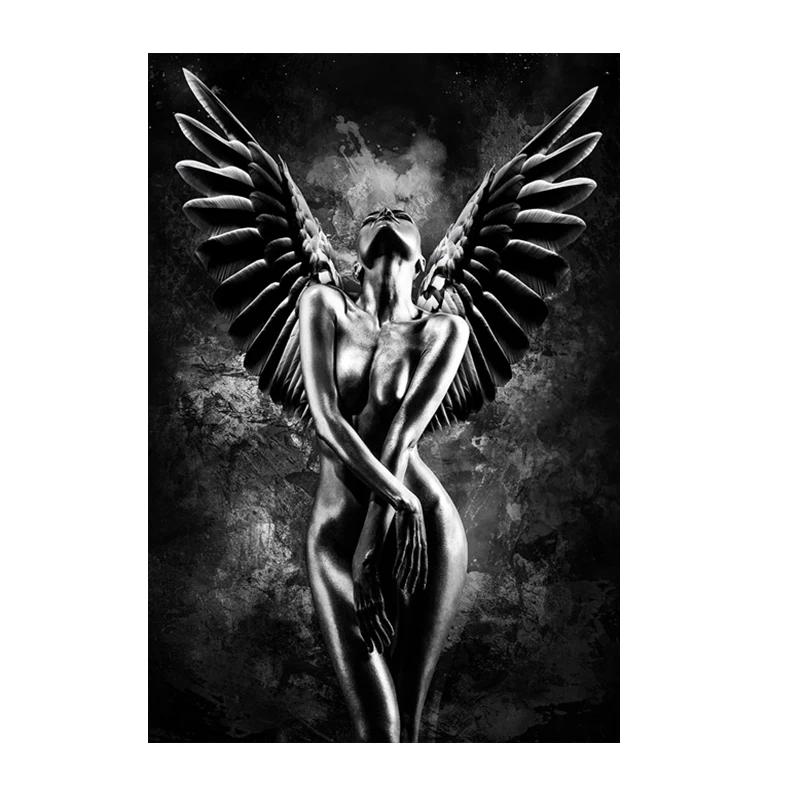 Red Sexy Nude Woman Canvas Print Sensual Angel Poster and Prints Abstract Wall Art Pictures Painting for Bedroom Room Home Decor