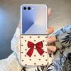 Red Bow Print Transparent Folding Phone Case For Samsung Galaxy Z Flip 7 FE 6 5 4 Flip7 Flip6 Flip5 Flip4 5G Hard PC Back Cover