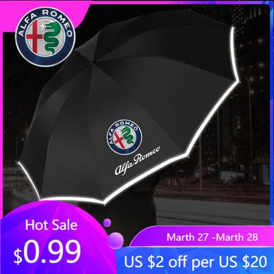 Voor Alfa Romeo Auto Automatische Paraplu met LED Zaklamp Reflecterende Streep Voor Alfa Romeo giulietta 159 mito giulia stelvio 147