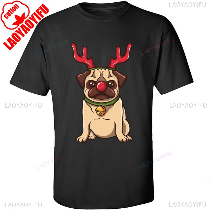 Merry Christmas Tshirt Santa Claus Ride A Motorcycle Funny Unisex T Shirt Christmas Reindeer Pug Dog Women Happy New Year Tshirts