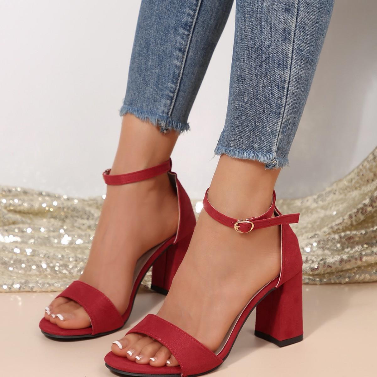 

2025 summer new temperament foreign trade women s shoes with sandals women s summer European and American thick heel bag heel sandals 42
