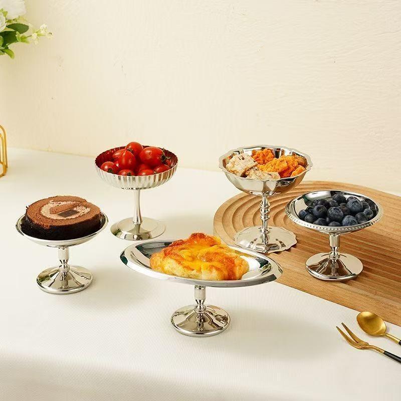 Hot 304 Stainless Steel Dessert Cup Ice Cream Cups Salad Goblet Retro High Base Bowl for Fruit Yogurt Snack Dish Bar Dinnerware