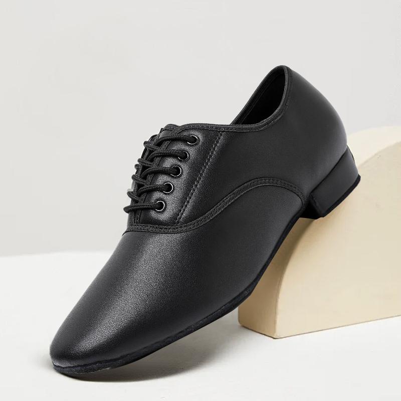 Leather Men Modern Dance Shoes Soft Soled Dancing Shoes Low Heel Adult Boy's Latin Tango Ballroom Shoes