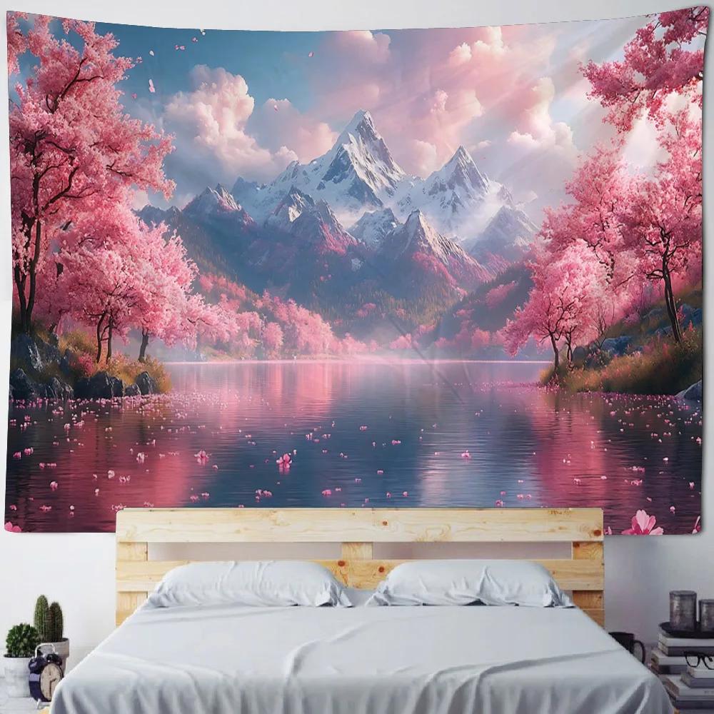Jungle Creek Waterfall Polyester Tapestry Wall Hanging Decor Natural Landscape Artwork for Bedroom Living Room Home
