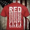 RED Remember Everyone Deployed - Distressed Soldier Silhouette T-Shirt: Patriotic Red Friday Gift