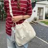 New Solid Color PU Bow Youth Women's Shoulder Bag Cute Drawstring Fixed Strap Tote Bags Hot Sale Sweet Lace Pleated Underarm Bag