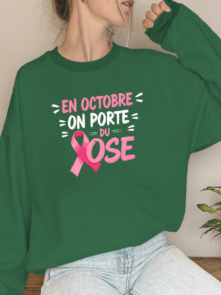 ribbon Funny French Quote October Pink women's sweatshirts