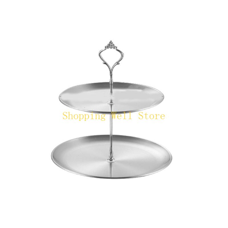 

KX4B Contemporary Multi-layer Fruit Salad Tray Rustproof Snacks Dish Kitchen Essential 2nd floor срібний