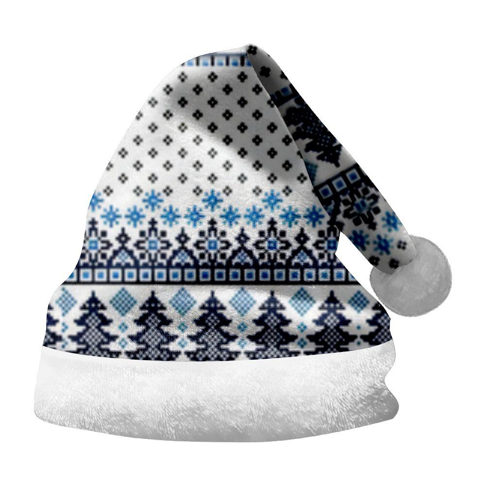 

2024 Thickened Double-Sided Fleece Striped Christmas Hat with Ornaments Medium